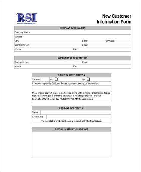 Client Information Form Template Free Download Template