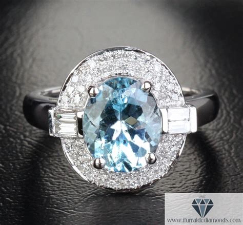 Save 5% with coupon (some sizes/colors) free shipping. Oval Cut Aquamarine Engagement Ring Baguette Accent ...