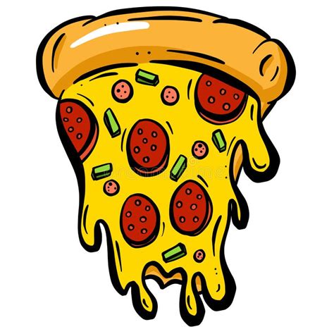 Cute Cartoon Pizza Slice Character With Cheesy Toppings In Vector