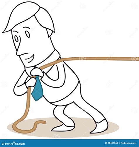 Businessman Pulling A Rope Over His Shoulder Stock Vector