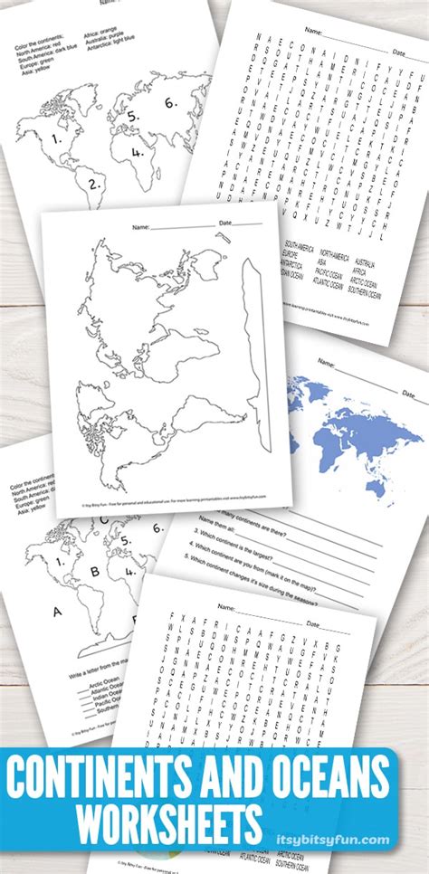 Continents And Oceans Worksheets Free Word Search Quiz And More
