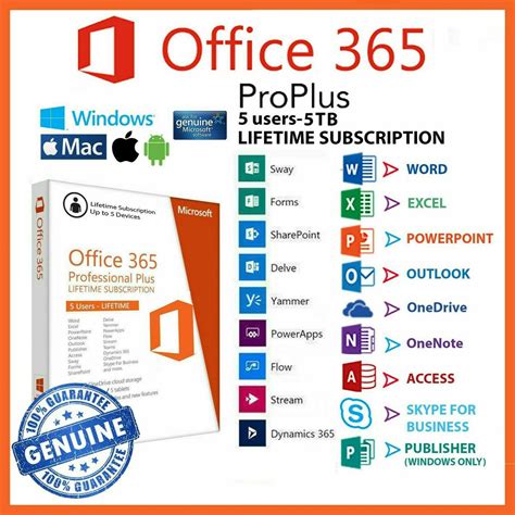 5 Accounts Office 365 Pro Plus 2019 Account For 5 Devices Pc Mobile