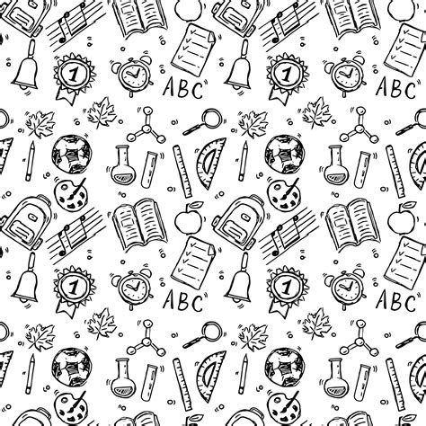 Seamless Vector Pattern With School Icons Doodle Vector With School