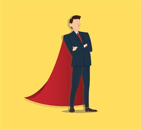 Successful Businessman Standing With Crossed Arms And Red Cape