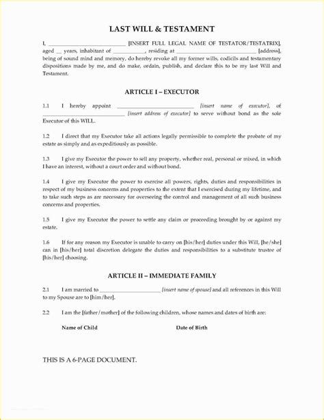 Free Will Template For Microsoft Word Of Elegant Last Will And