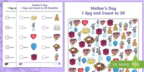 Mother S Day I Spy And Count Activity To 20 Teacher Made
