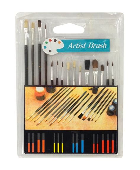 15pc Artist Paint Brush Set All Purpose Oil Watercolor And Acrylic