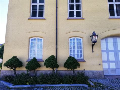 Closeup Shot Of A Yellow House In Risor Norway Stock Photo Image Of