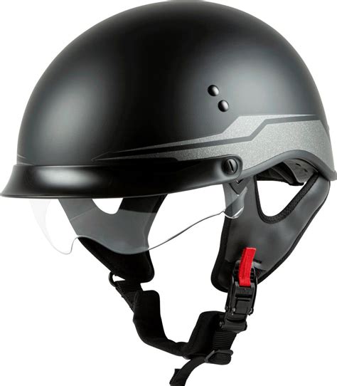 Gmax Hh 65 Full Dressed Half Helmet Source Matte Black And Silver Leatherup Usa