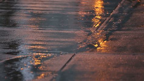 Raindrops Falling On The Sidewalk Stock Footage Video 6242180