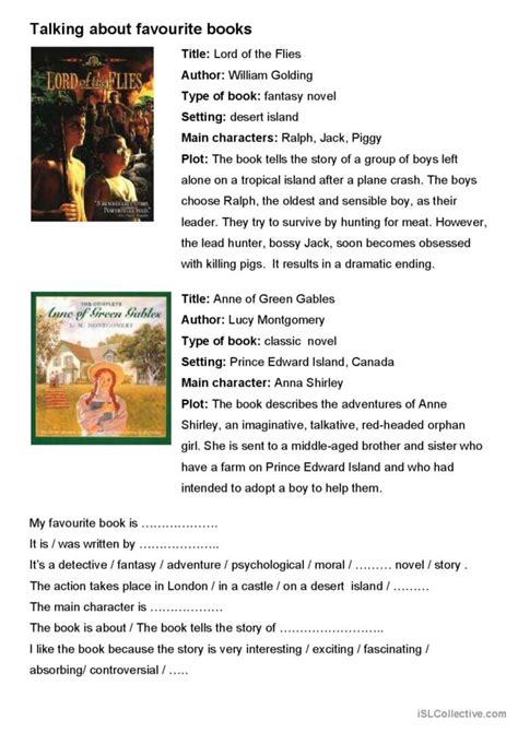 Talking About Favourite Books English Esl Worksheets Pdf And Doc