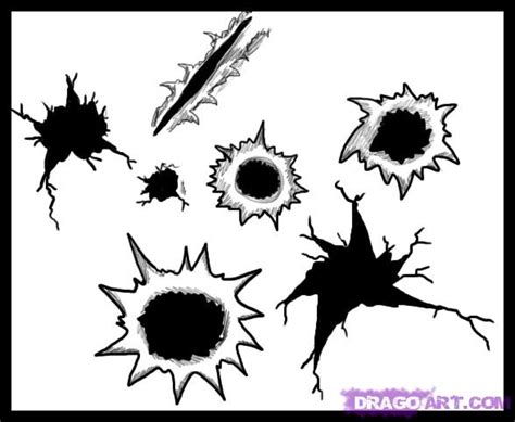 How To Draw Bullet Holes Step By Step Guns Weapons Free Online