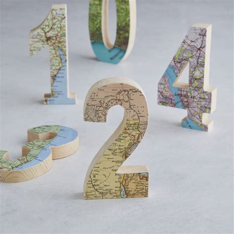Personalised Map Location Wooden Wedding Table Numbers By Bombus