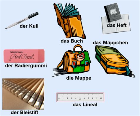 Plural Of Kugelschreiber In German - Die Lineale, die Radiergummis, die Bücher, die Kugelschreiber, die
