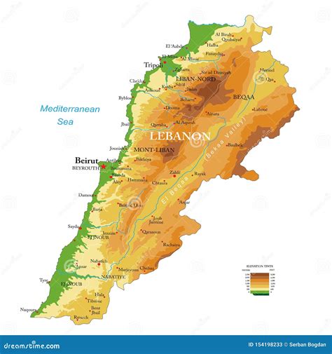 Lebanon Physical Map Stock Vector Illustration Of Travel 154198233