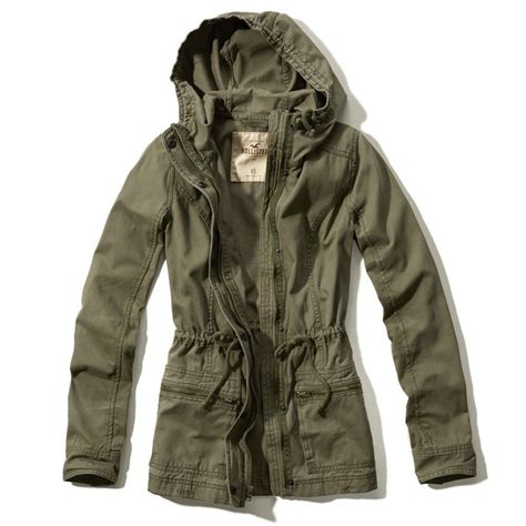 Hollistergirls New Hooded Olive Green Cotton Parka Jacket Outerwear