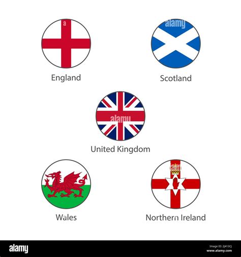 Flags Of United Kingdom And England Scotland Northern Ireland And