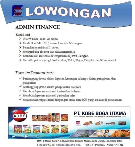 Maybe you would like to learn more about one of these? Lowongan Kerja PT Kobe Boga Utama