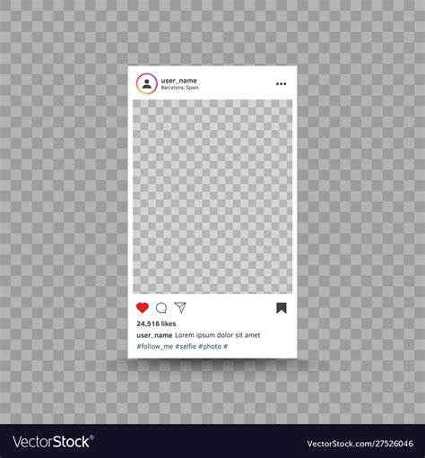 Photo Frame Inspired Instagram Post Interface Vector Image