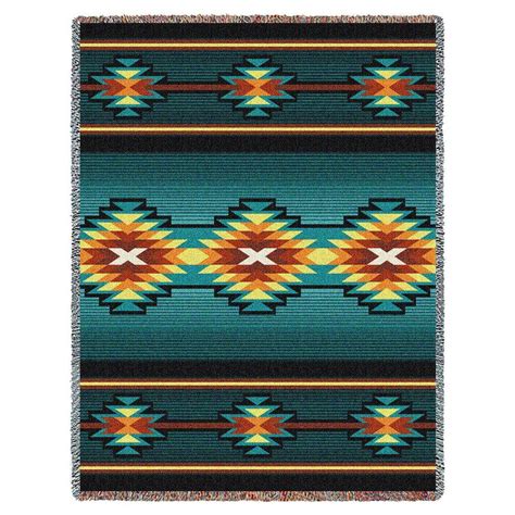 Central, overscale print features tufted shag detailing and tassel trim at corners. Southwest Aydin Geometric Woven Throw Blanket (With images ...