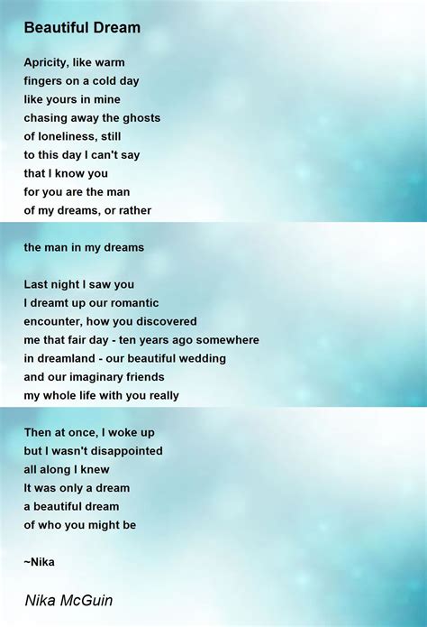 beautiful dream beautiful dream poem by nika mcguin