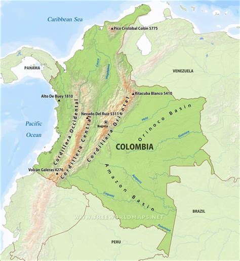 √ Natural Parks Around Colombia Map
