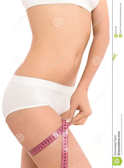 Woman Measuring Her Thigh Stock Photo Image Of Care Diet