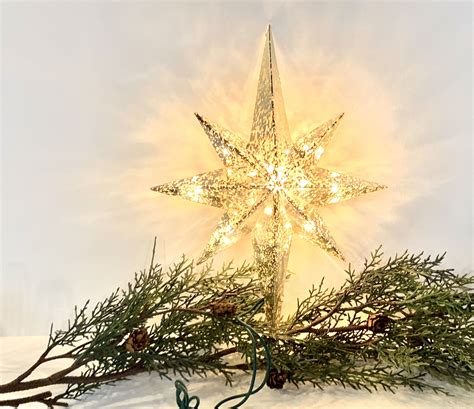 Vintage Christmas Star Tree Topper Lighted Star Bethlehem Etsy Star