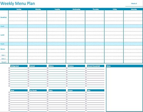 Restaurant menu templates for any taste. Numbers Weekly Menu Planner Template | Free iWork Templates