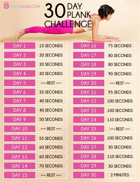 30 Day Plank Challenge For Beginners Printable