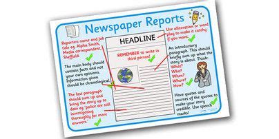 12 slides explaining the different features of a newspaper report. Preview: Text Types Guide Newspaper Report Display Poster ...