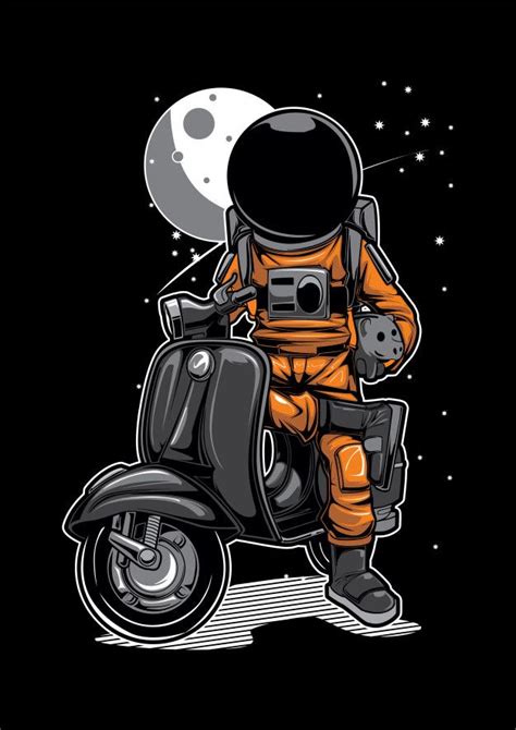 Astronaut Scooter Space Moon Illustration Astronaut Art Astronaut