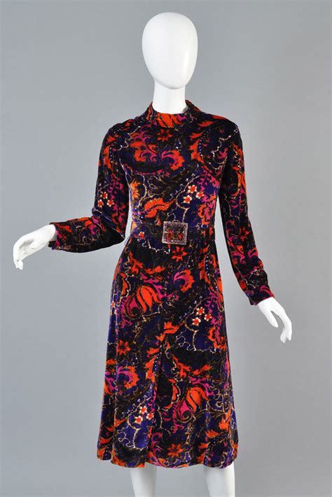 1960s Christian Dior Velvet Dress With Rhinestone Belt Bustown Modern