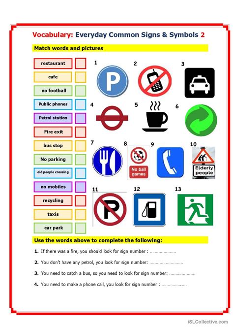 Everyday Common Signs 2 English Esl Worksheets Pdf And Doc