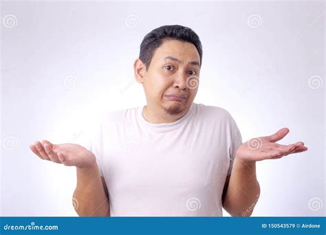 Asian Man Shrug Shoulder I Donand X27t Know Gesture Stock Image Image