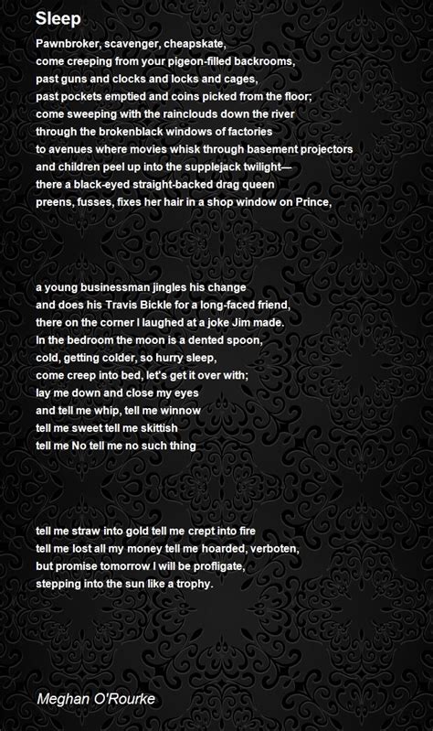 Sleep Sleep Poem By Meghan Orourke