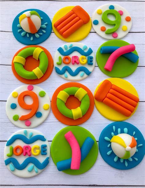 Excited To Share This Item From My Etsy Shop Edible Fondant Pool Party Cupcake Treat Toppers
