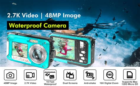 Underwater Camera Waterproof Camera Full Hd 27k 48mp