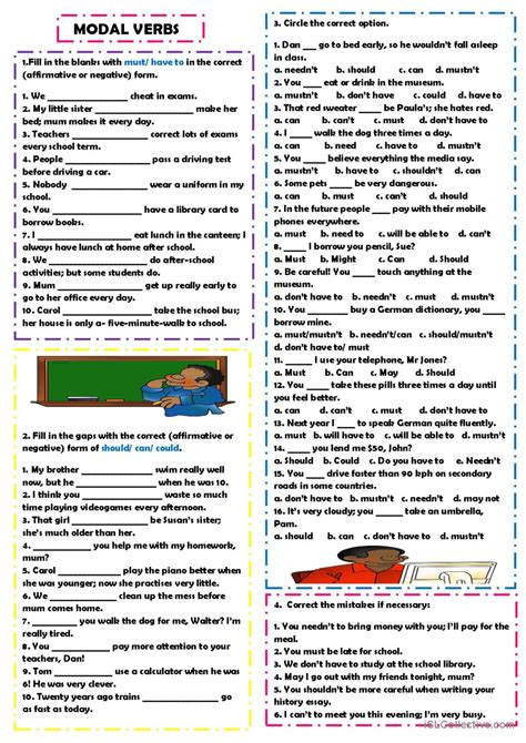 Modal Verbs General Grammar Practice English Esl Worksheets Pdf Doc