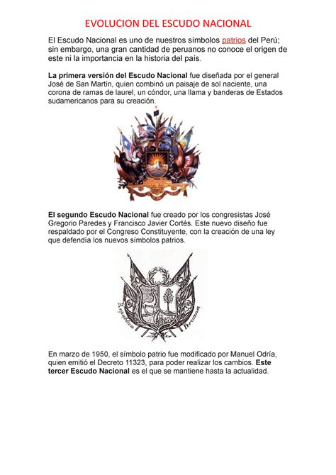 Evolucion Del Escudo Nacional Evolucion Del Escudo Nacional El Escudo