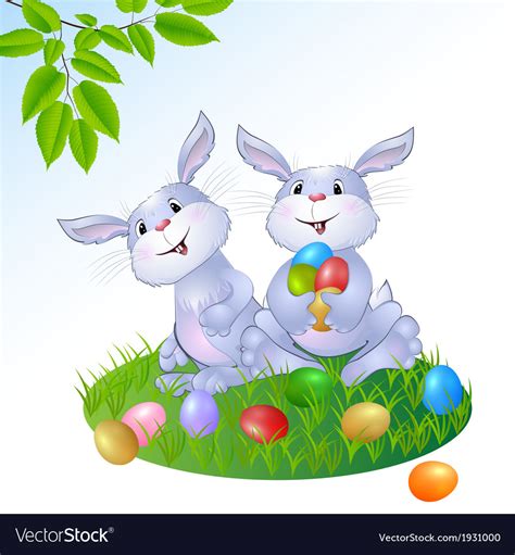 Rabbit With Easter Eggs Royalty Free Vector Image