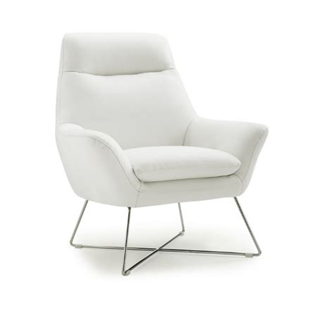 Livorno White Italian Leather Modern Accent Chairs Contemporary