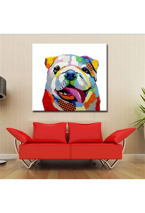 Colorful Dog Hand Painted Animal Wall Art Modern Oil