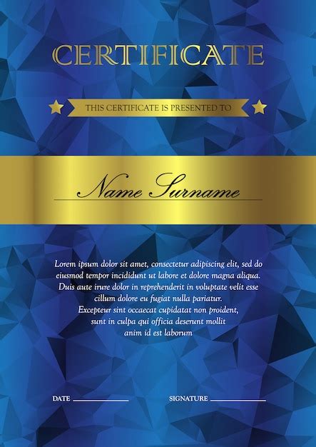 Premium Vector Vertical Blue And Gold Certificate And Diploma Template
