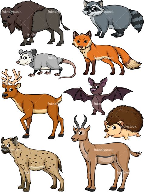 Wild Animals 3 Cartoon Vector Clipart Friendlystock