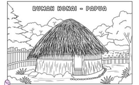Sketsa Rumah Adat Papua Mewarnai Gambar Rumah Adat Papua Sketsa Rumah