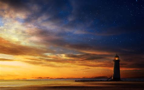 Lighthouse Sunset Sky Wallpaper 1920x1200 30817