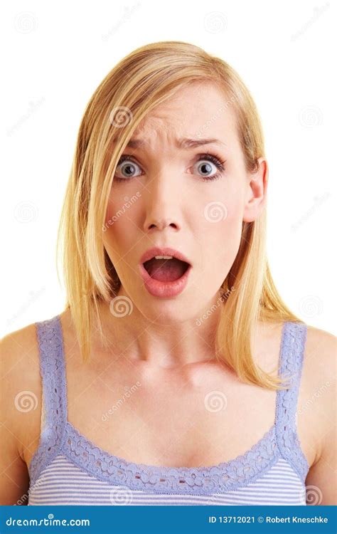 Surprised Blonde Woman Stock Image Image Of Discovery