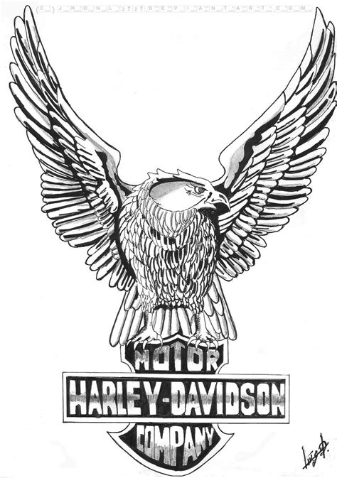 Harley Davidson Logo Line Drawing Sketch Coloring Page