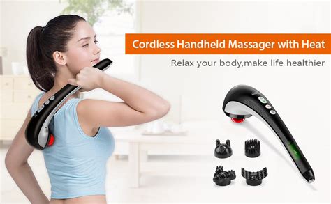 snailax cordless handheld back massager with heat deep tissue percussion massager rechargeable